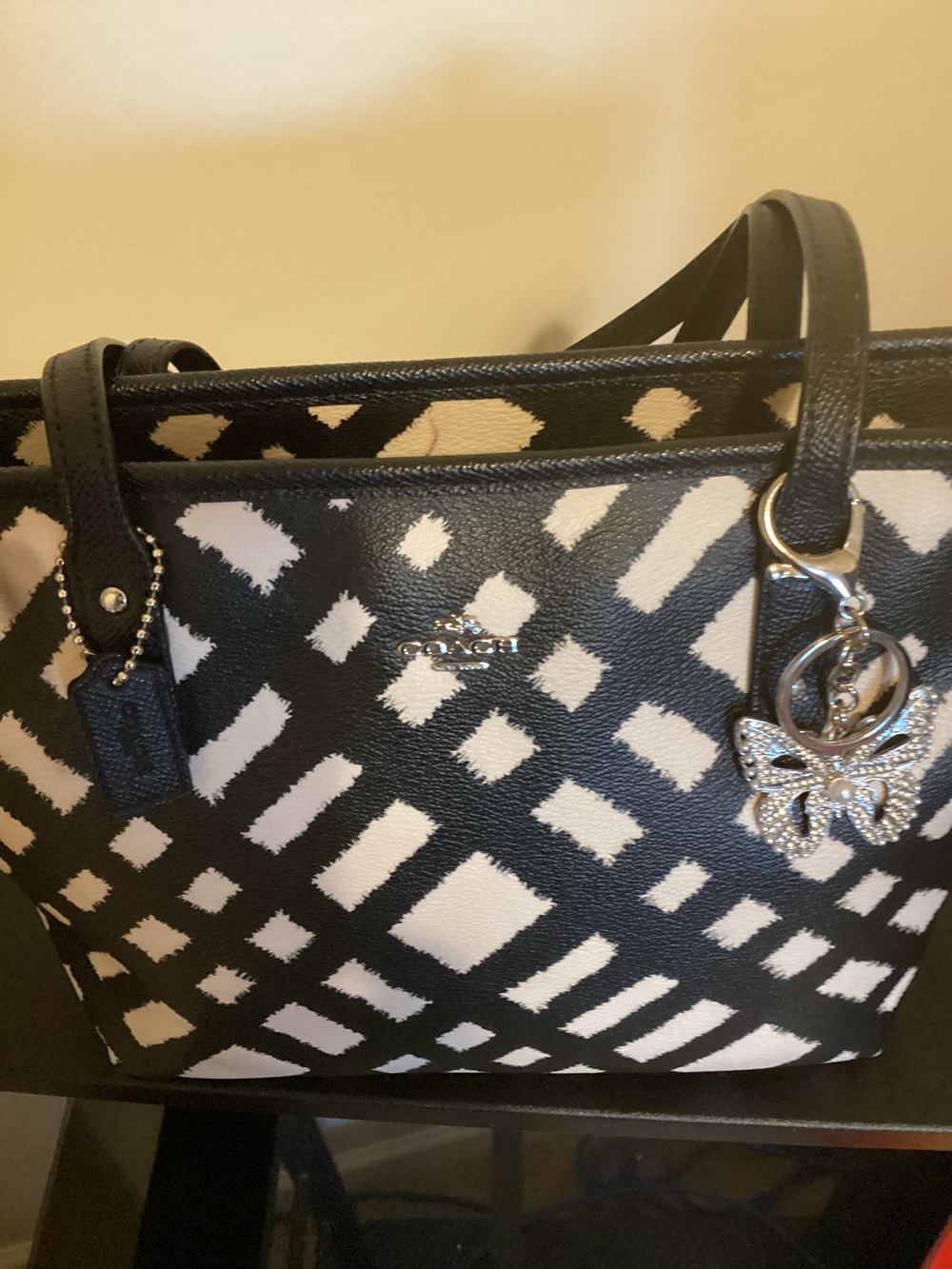 Coach Black and White Graphic Pattern Tote